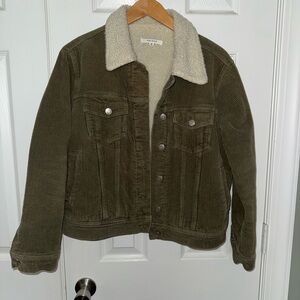 PacSun Olive Corduroy Jacket with White Sherpa Lining $25.00